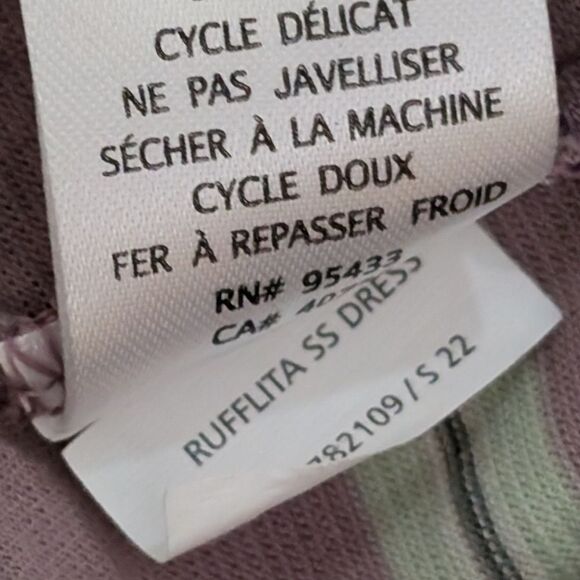 Toad & Co Dress Rufflita Size Medium Striped Sleeveless Granola Hiking Camping - Picture 8 of 11